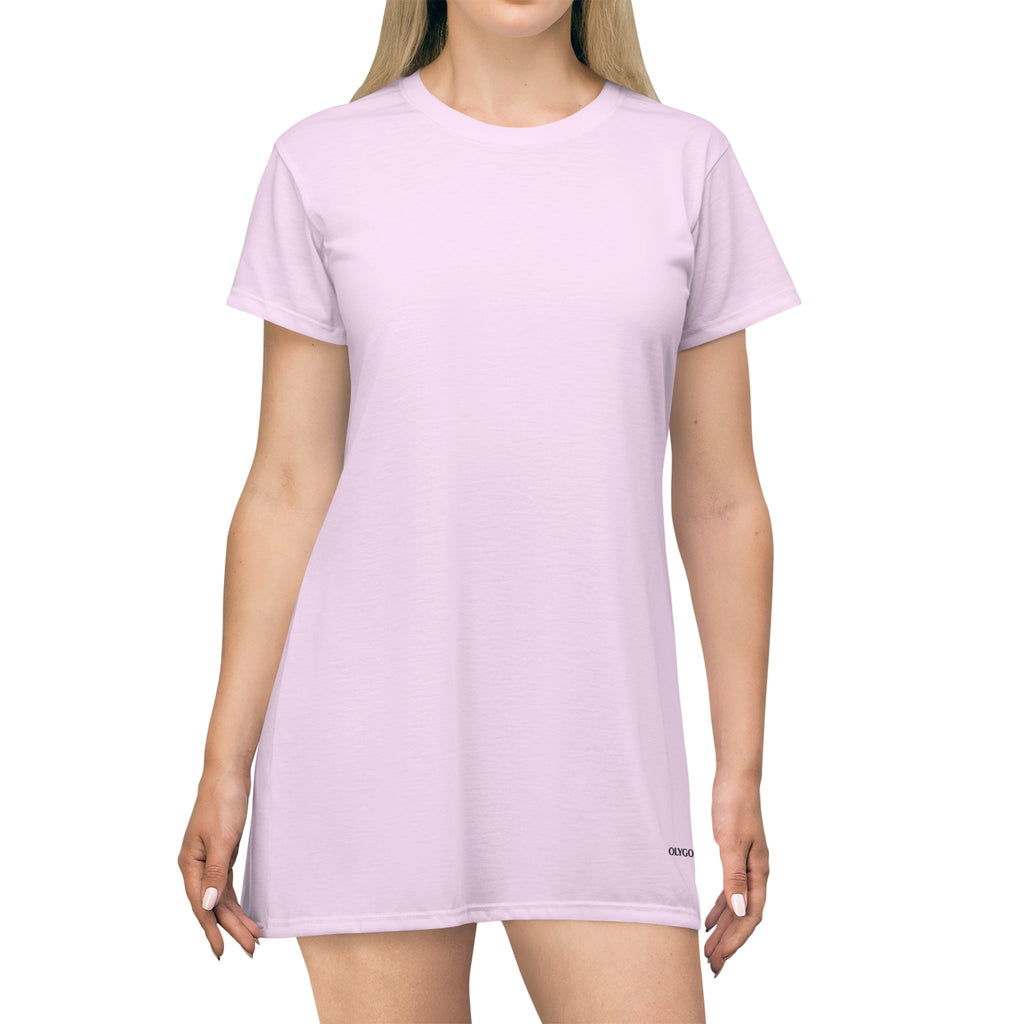 Pastel Pink T-Shirt Dress — Casual A-Line Tee Dress for Women