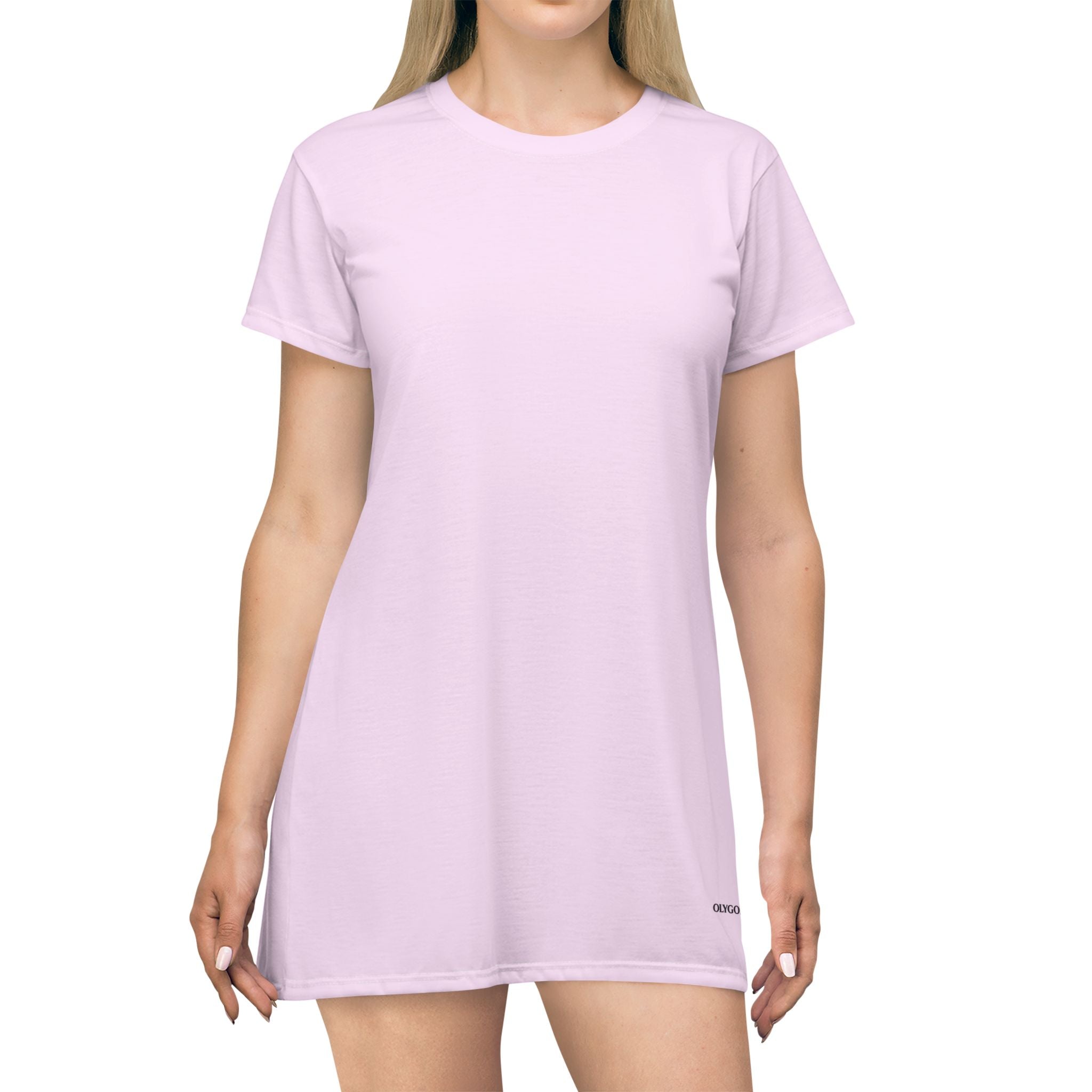 Pastel Pink T-Shirt Dress — Casual A-Line Tee Dress for Women